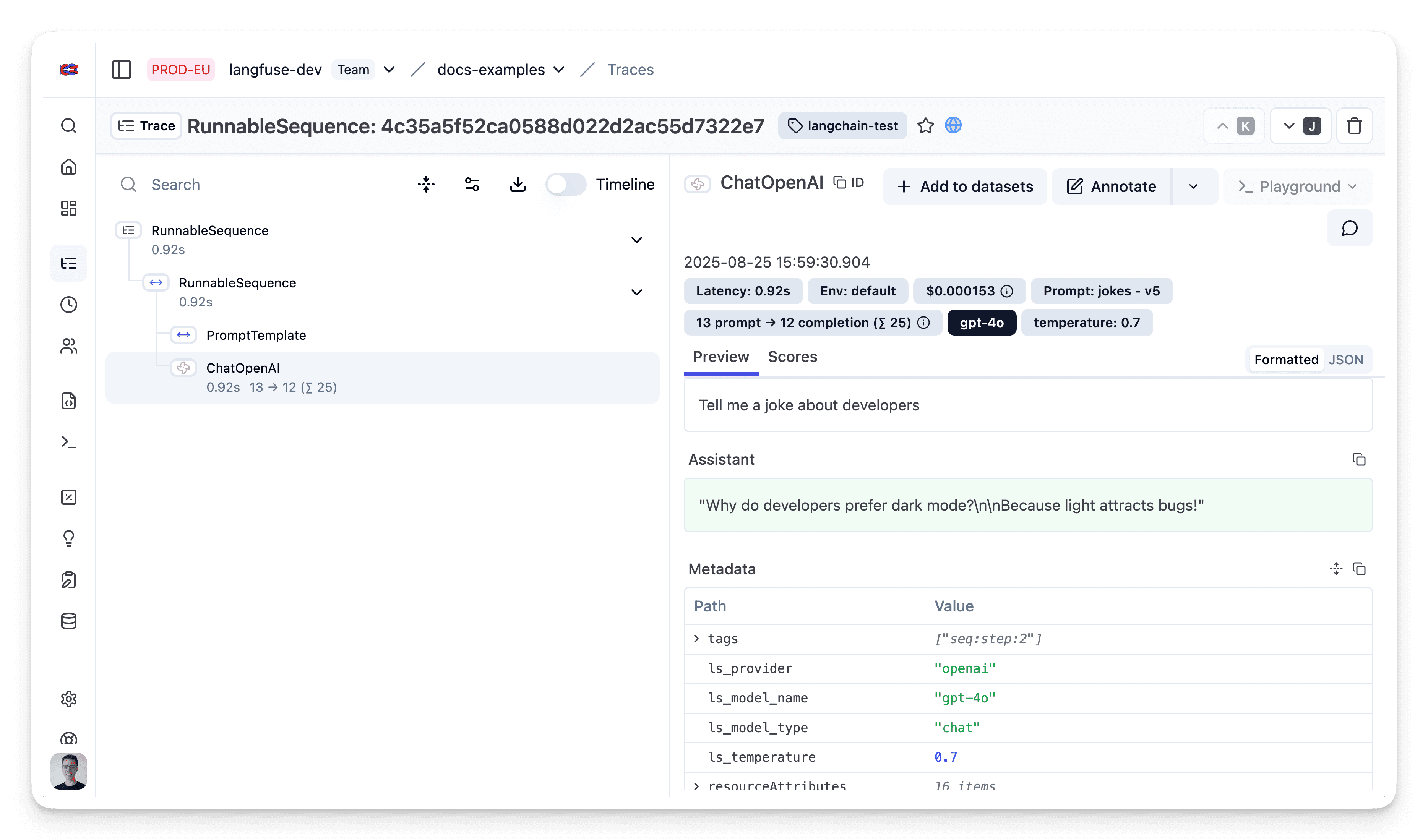 Trace in Langfuse